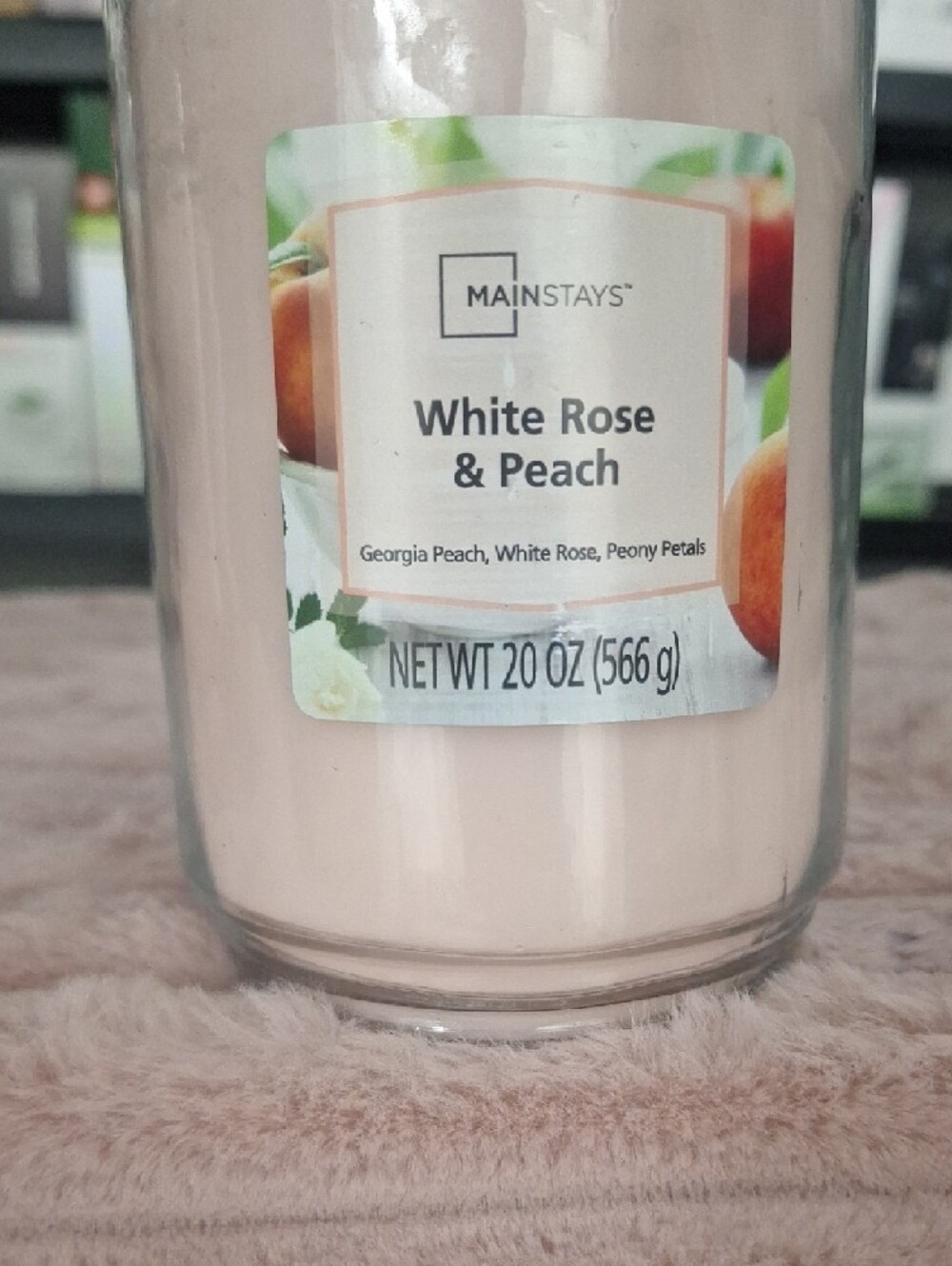 Mainstays White Rose & Peach Scented Jar Candle - Light Pink - Picture 2 of 2